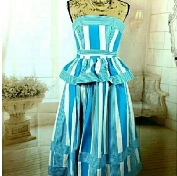 Victor Costa Vintage 1980s Strapless Flare Dress – Size 4 - Picture 8 of 11